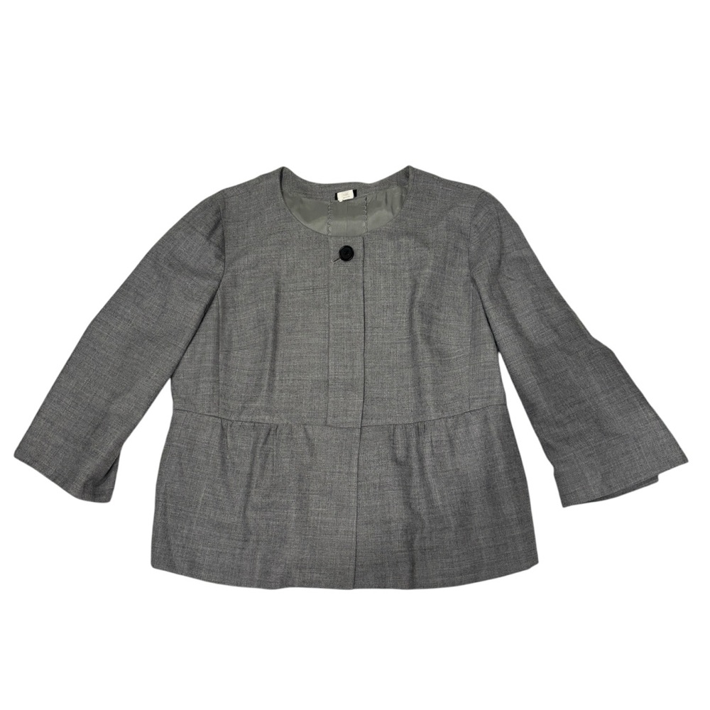 J Crew wool blend blazer women sz 14 gray career office business preppy